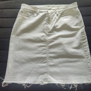 J Crew Denim White Frayed-Hem Skirt - Women